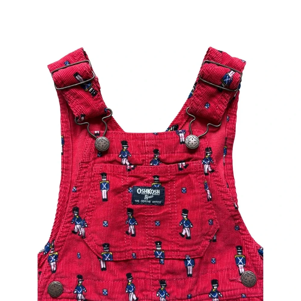 OshKosh B'gosh Corduroy Overalls Kids 2T Red Nutcracker Green Colorblock Bundle